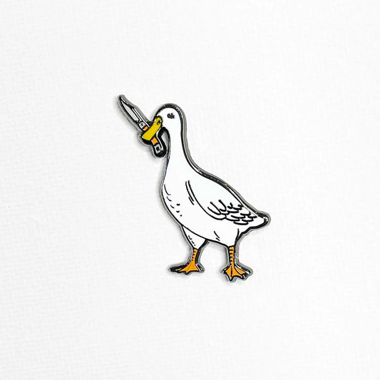 Duck with Knife Enamel Pin