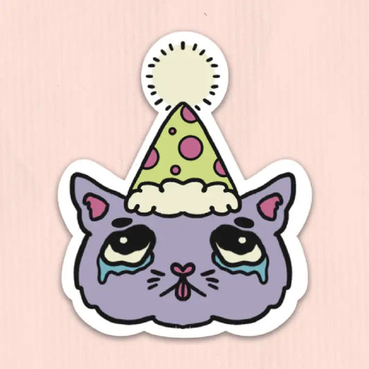 Sad Party Cat Sticker