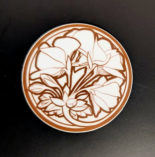 Art Nouveau Geranium Circle Sticker
