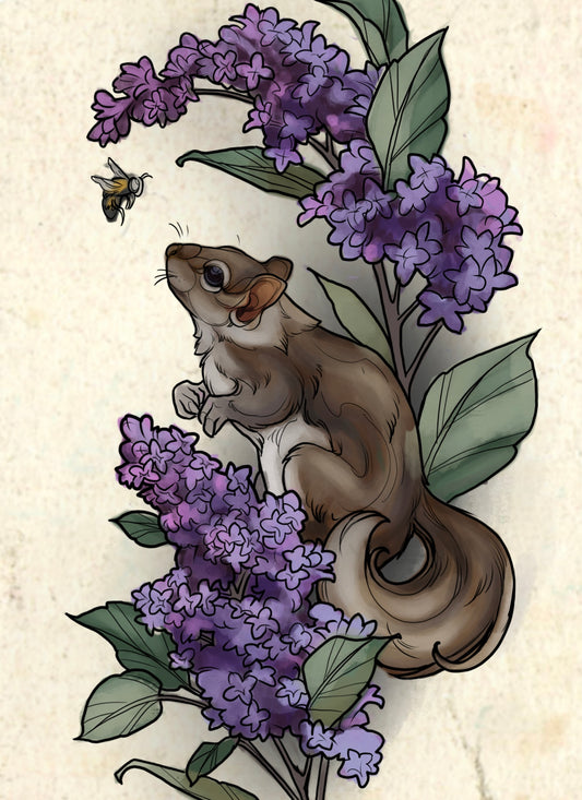 Squirrel and Lavender Print -Alyssa McNall