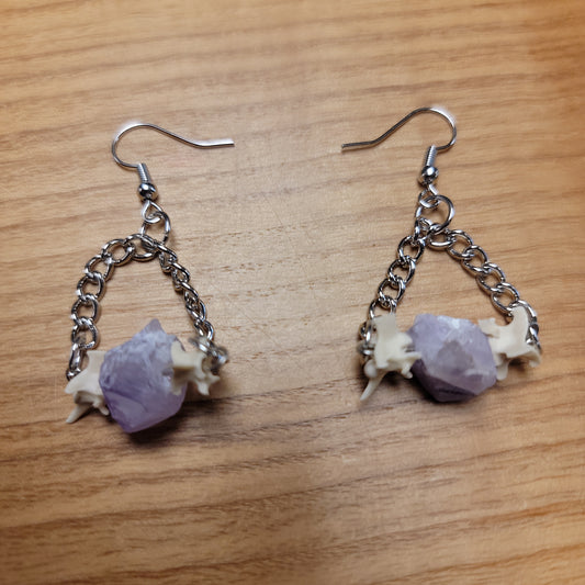 Amethyst & Snake Vertebrae Earrings