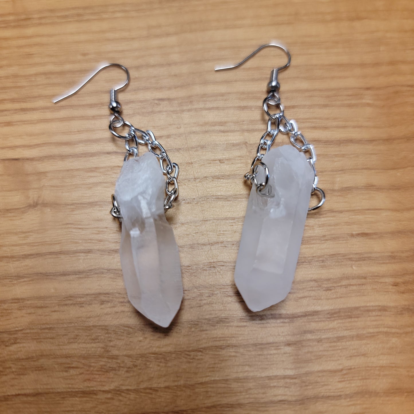 Clear Quartz Power Dangles Earrings