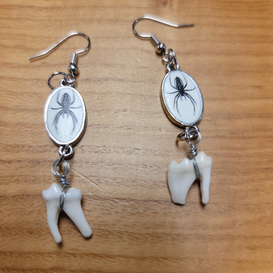 Raccoon Molars & Spiders Earrings