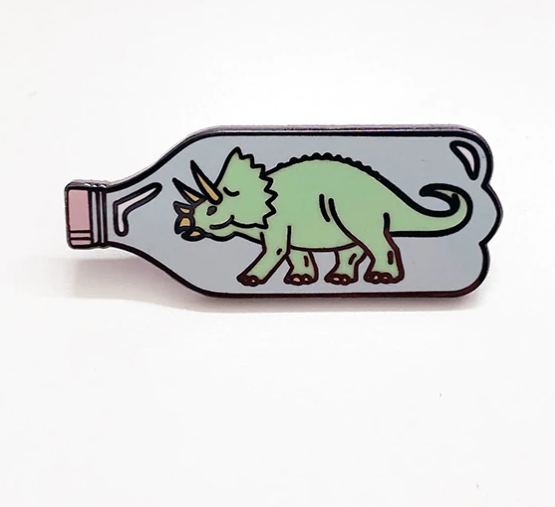 Dino in a Bottle Enamel Pin