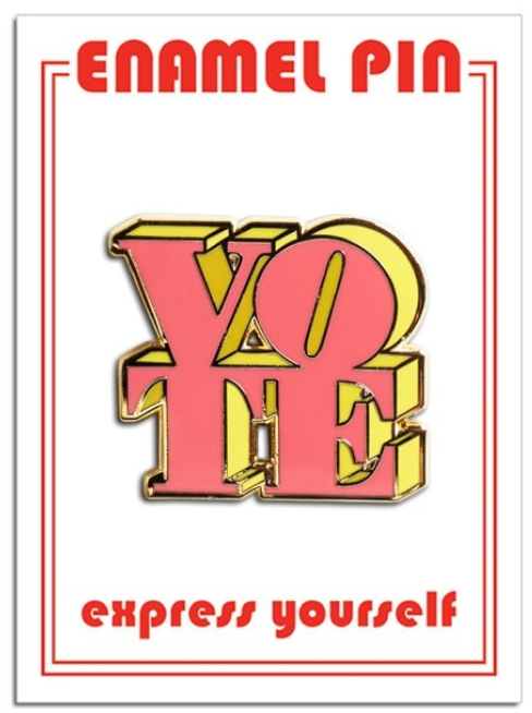 VOTE pink/yellow Enamel Pin