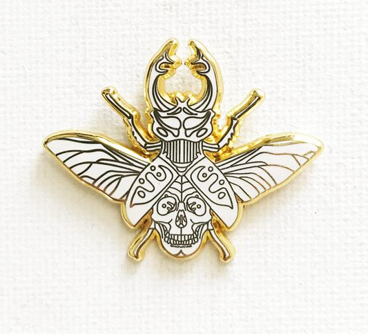 Beetle Skull Enamel Pin