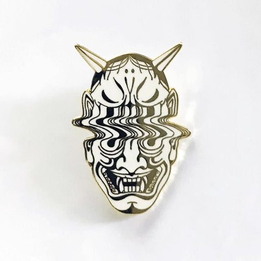 Hannya Gold White Devoner Demon Enamel Pin