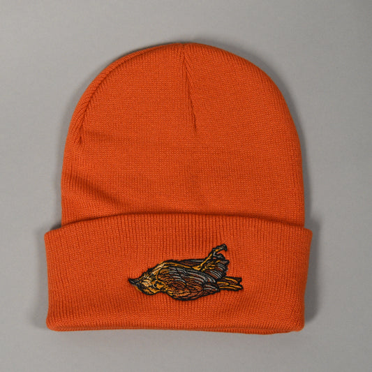 Orange Dead Bird Beanie by Alyssa McNall