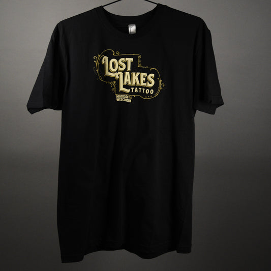 Lost Lakes Tattoo Black Tee (title on front)