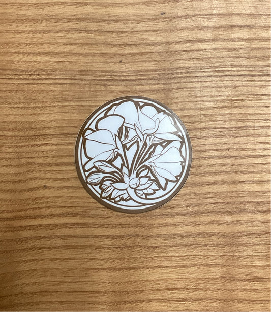 Art Nouveau Geranium Circle Sticker