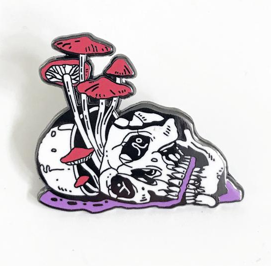 Mushrooms Skull Enamel Pin